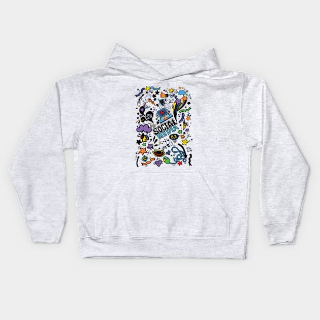 Social Media doodles Kids Hoodie by Mako Design 